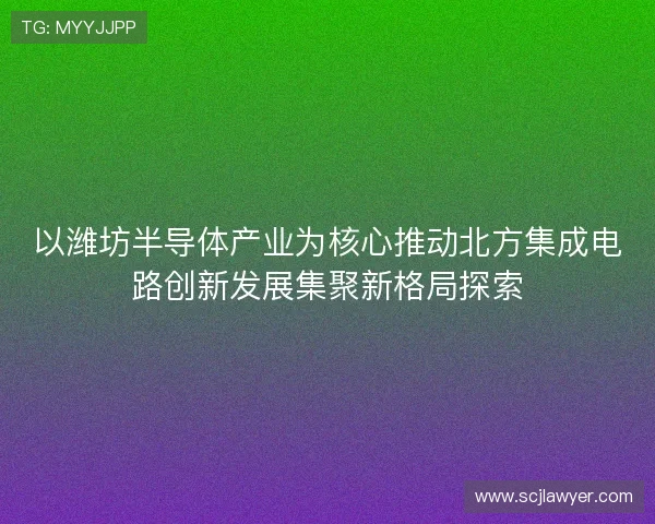 以潍坊半导体产业为核心推动北方集成电路创新发展集聚新格局探索